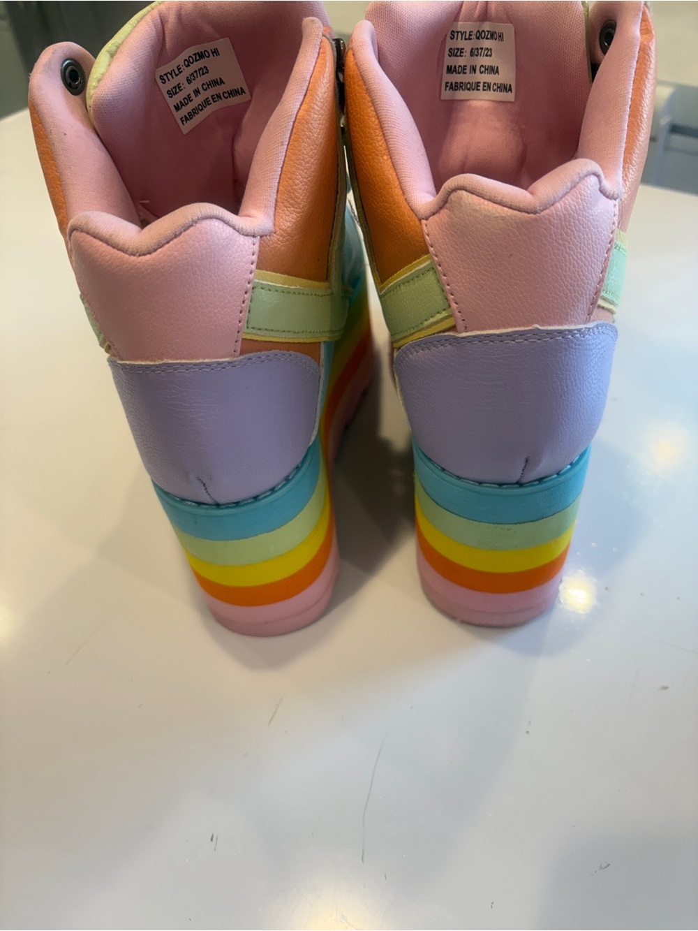 YRU Pastel Rainbow Platform Sneakers - Pink, Blue, Orange, Yellow, Lavender - Picture 7 of 9